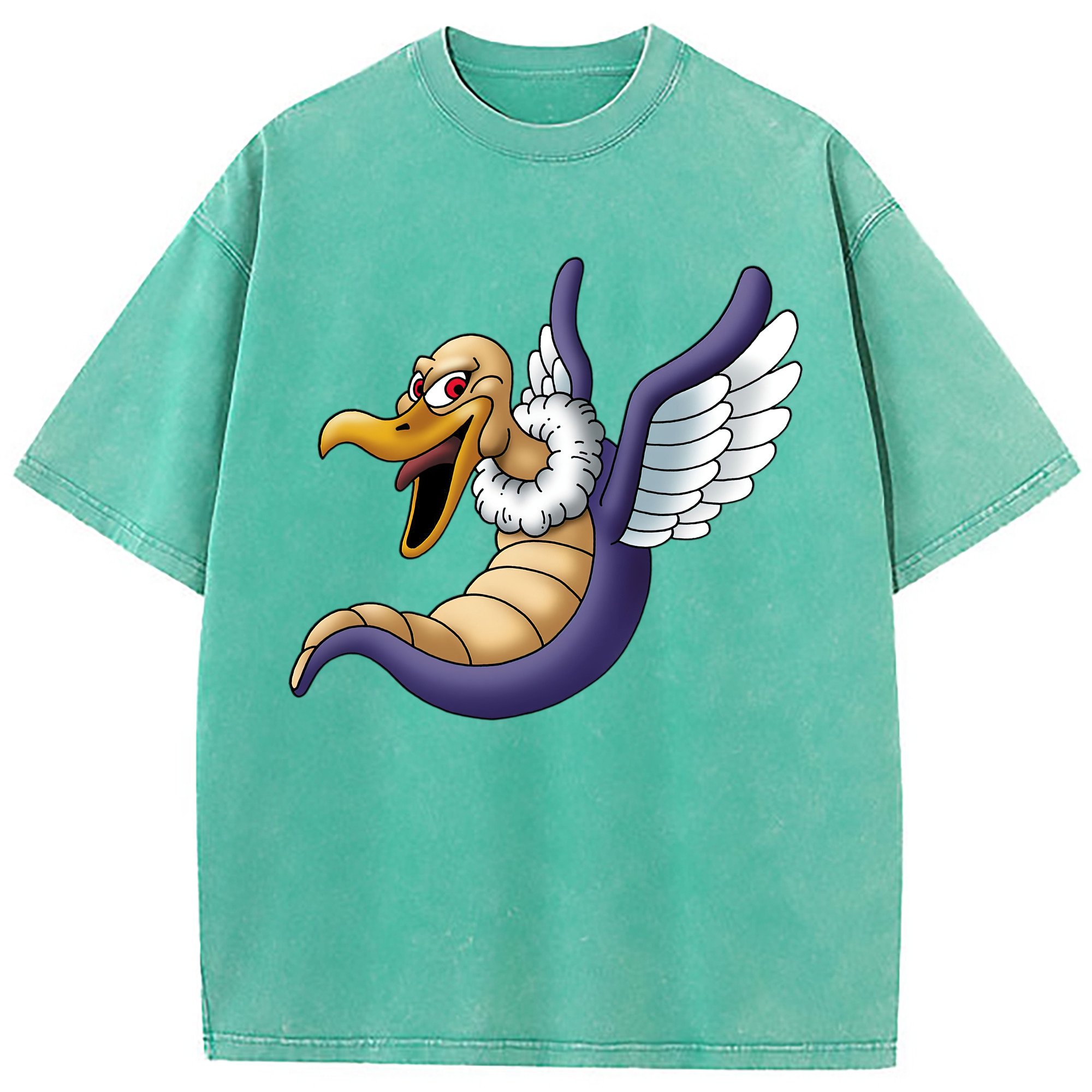 （画像用） ドラゴンクエスト Doragon Kuesuto Dragon Quest 綿100% ヴィンテージ風 半袖Tシャツ（フロントプリント）